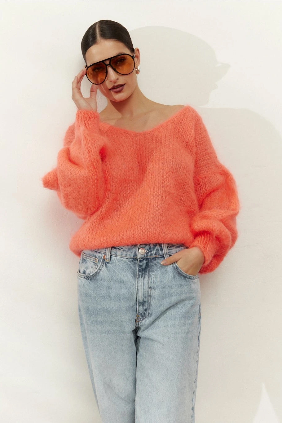 Milana LS Mohair Knit Salmon