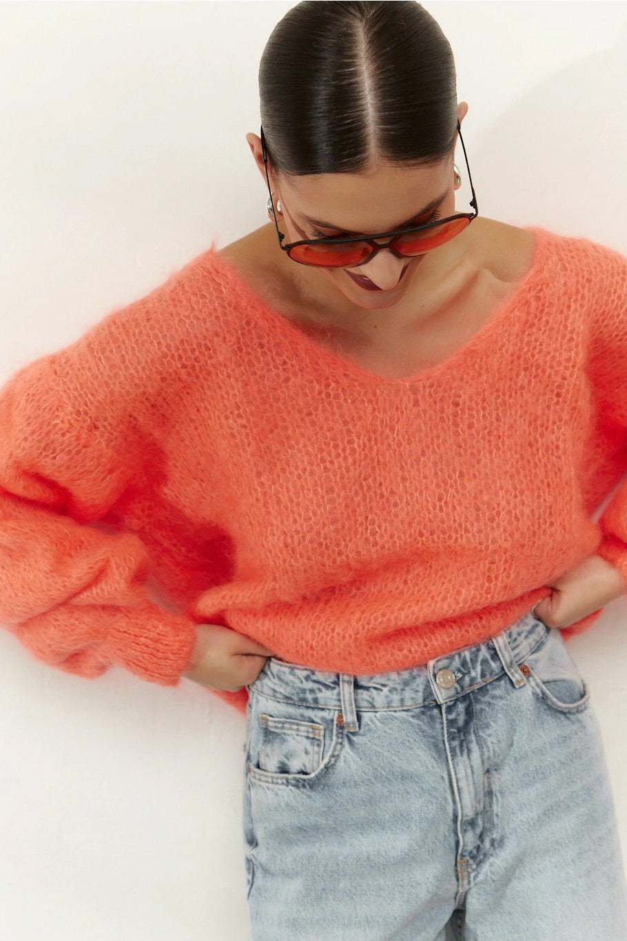 Milana LS Mohair Knit Salmon