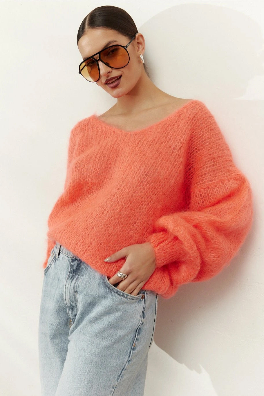 Milana LS Mohair Knit Salmon