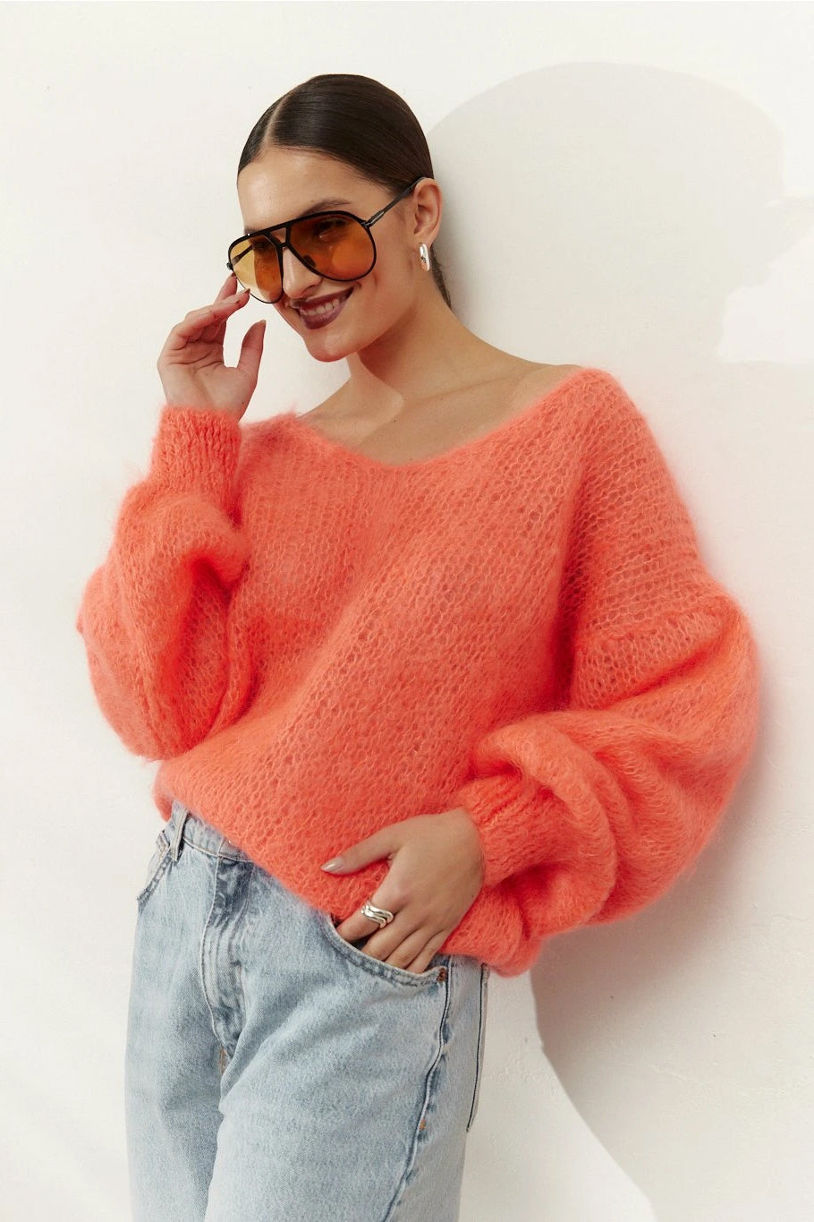 Milana LS Mohair Knit Salmon