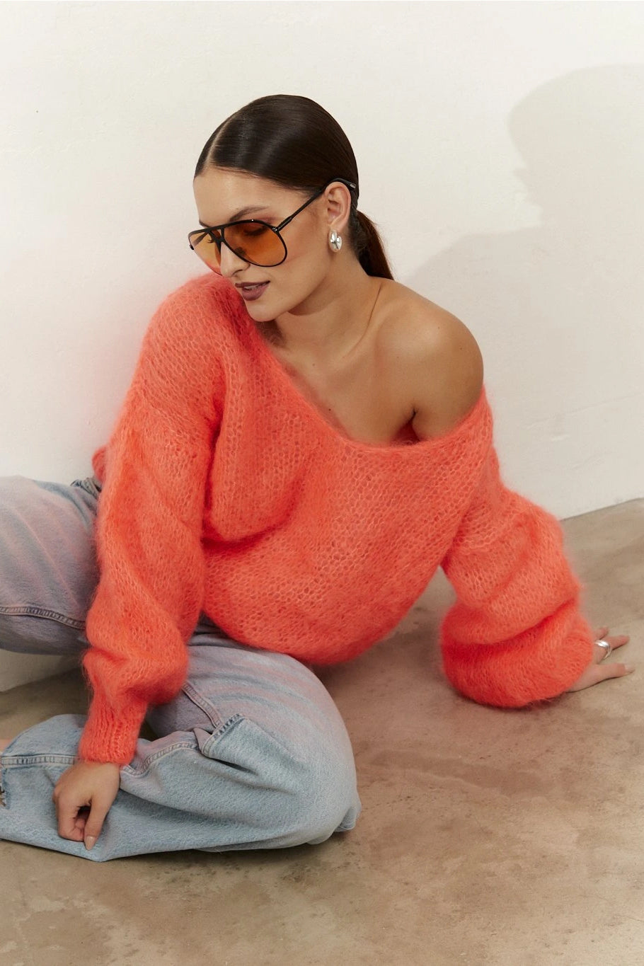 Milana LS Mohair Knit Salmon