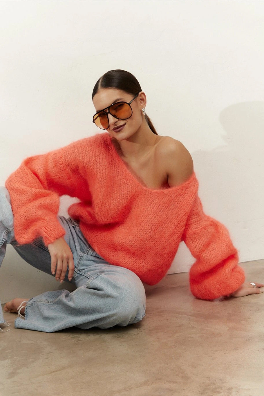 Milana LS Mohair Knit Salmon