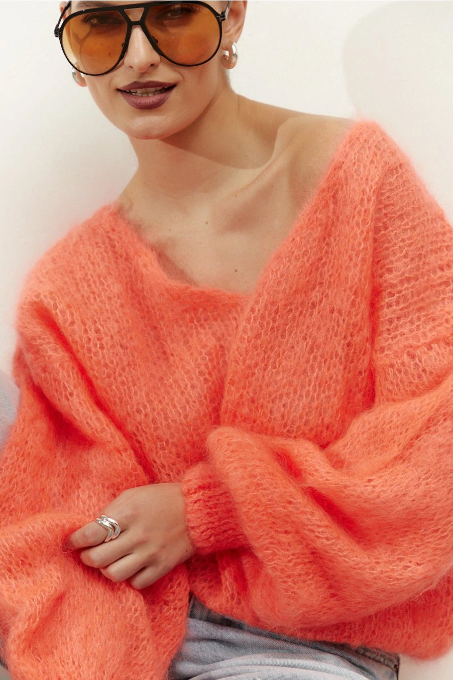 Milana LS Mohair Knit Salmon