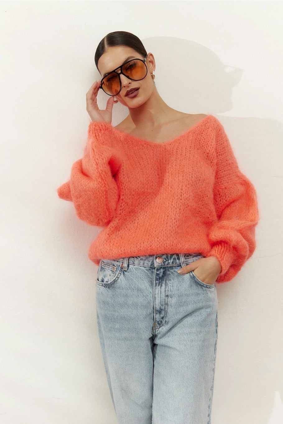 Milana LS Mohair Knit Salmon