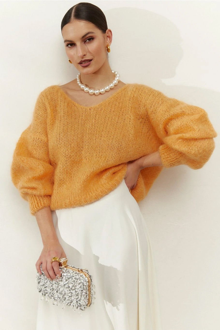 Milana LS Mohair Knit Light Orange