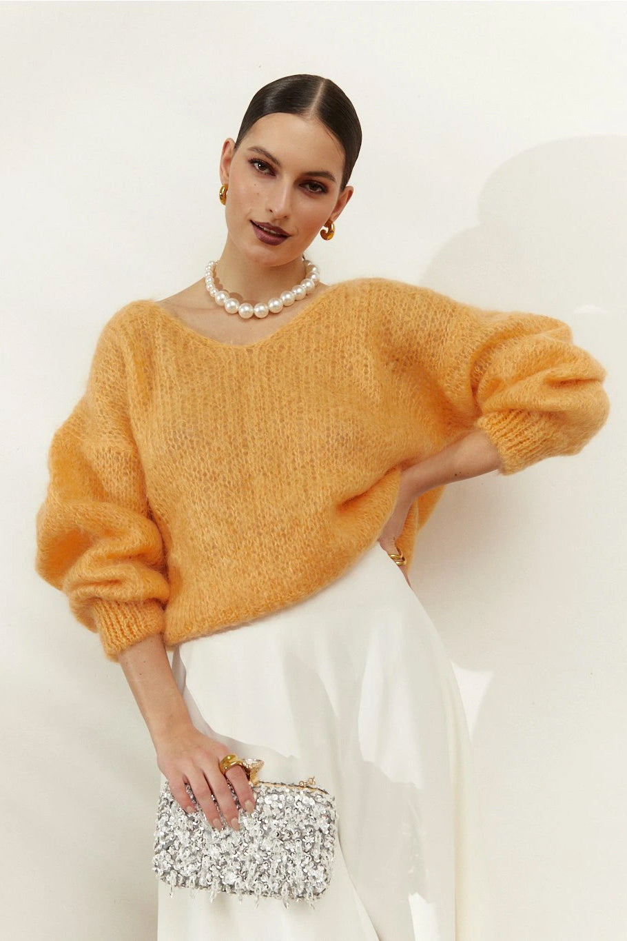 Milana LS Mohair Knit Light Orange