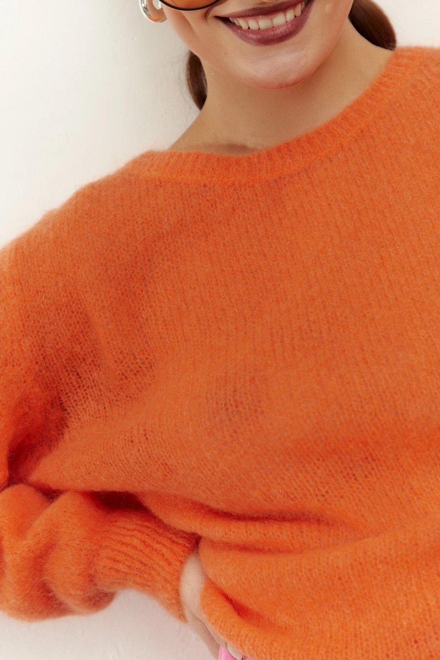 Ulla O Neck Knit Pullover Burnt Orange