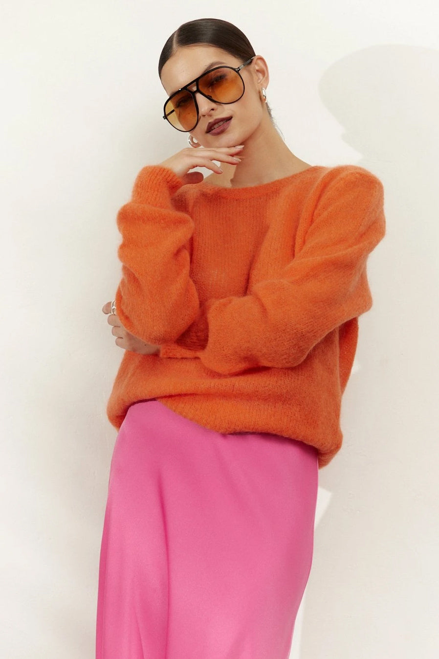 Ulla O Neck Knit Pullover Burnt Orange