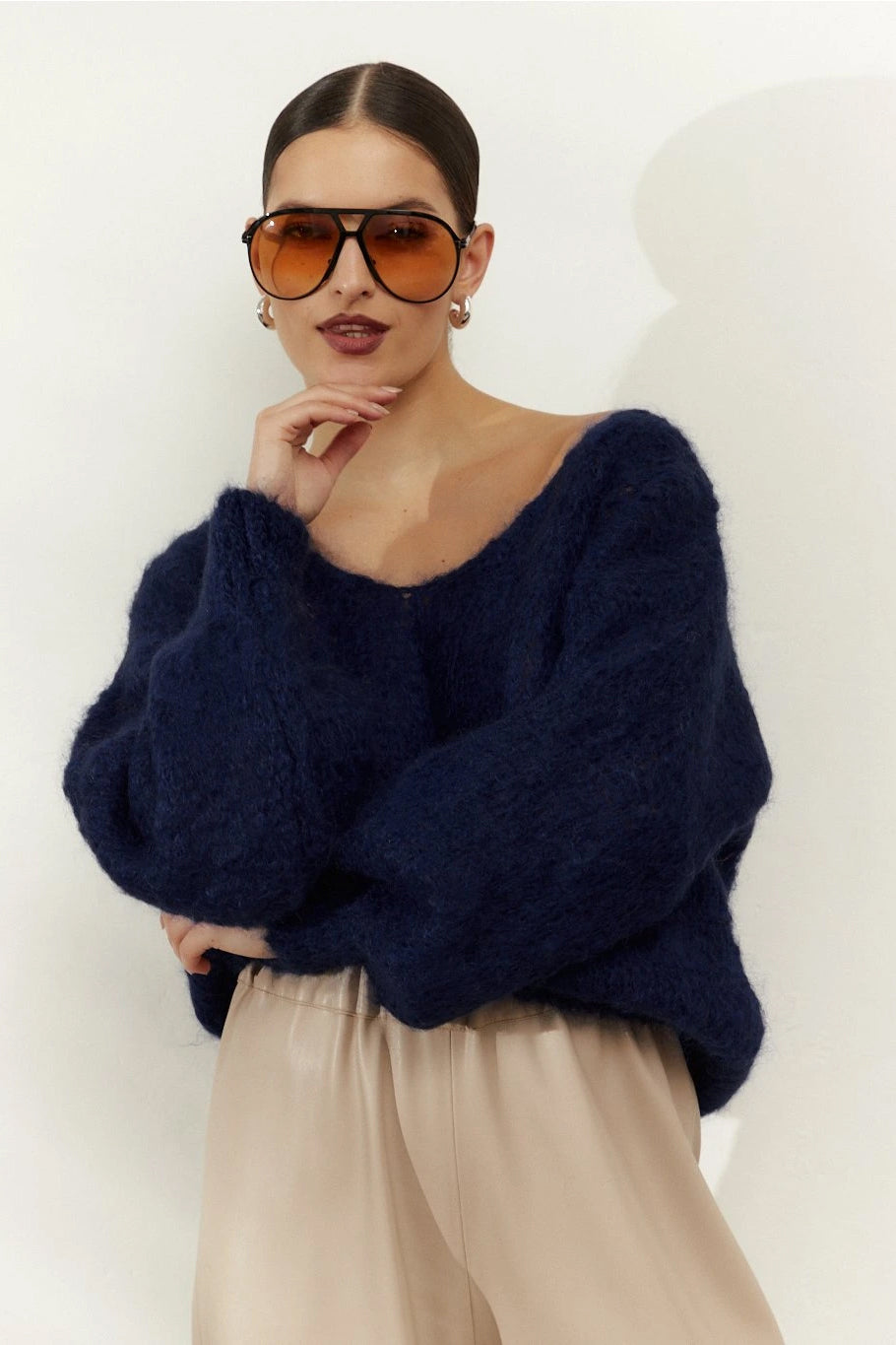 Milana LS Mohair Knit Navy Blue