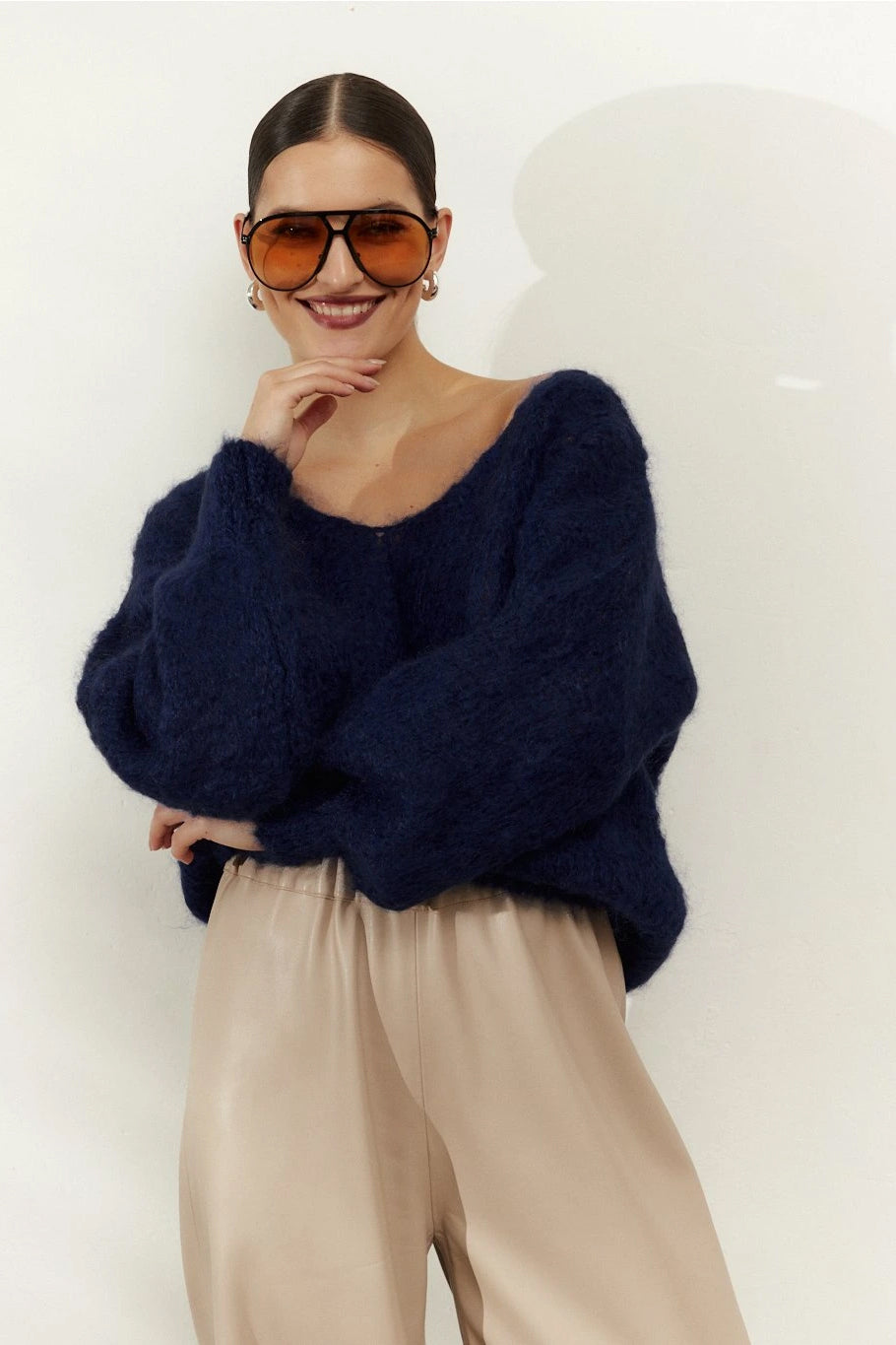 Milana LS Mohair Knit Navy Blue