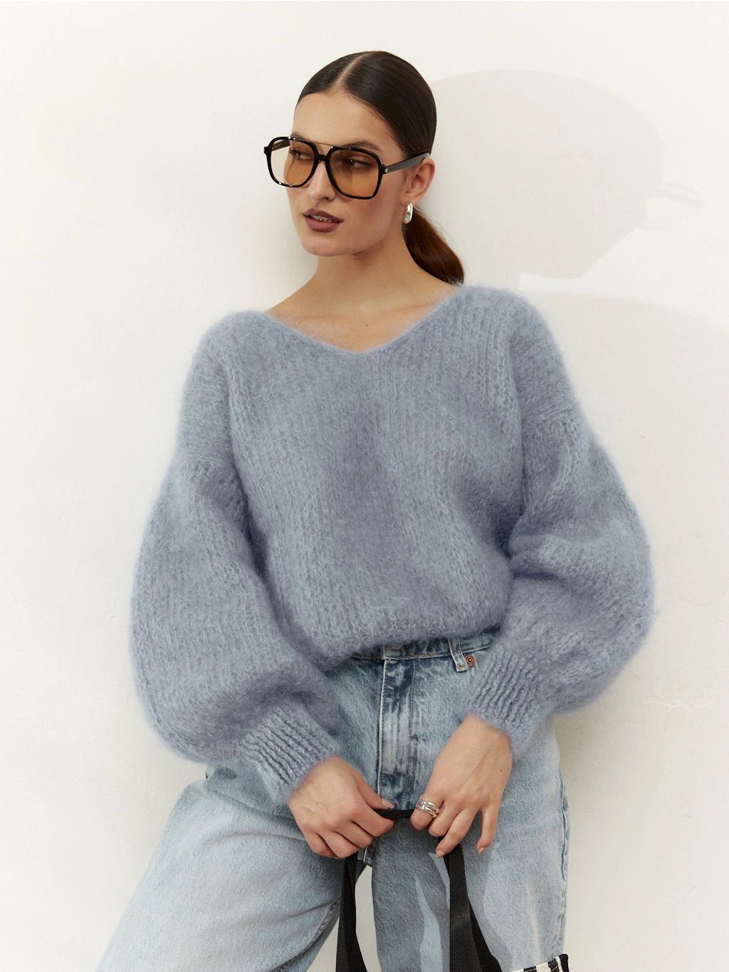 Milana LS Mohair Knit Light Blue