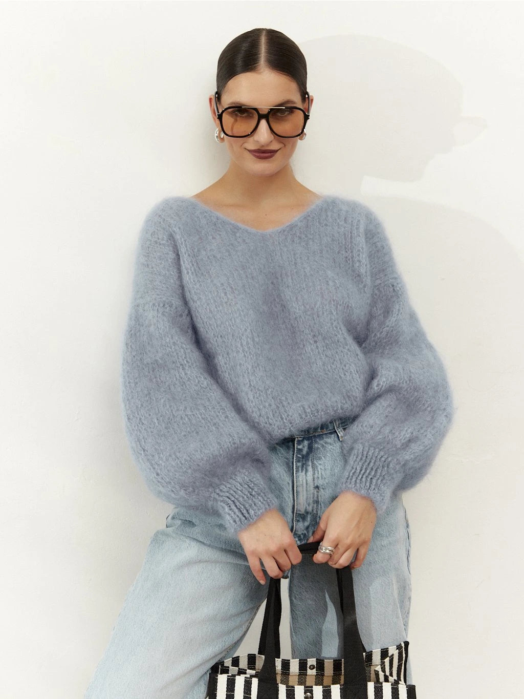 Milana LS Mohair Knit Light Blue