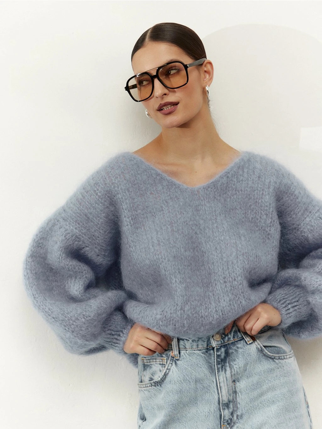 Milana LS Mohair Knit Light Blue