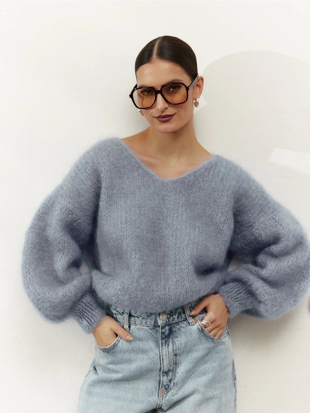 Milana LS Mohair Knit Light Blue