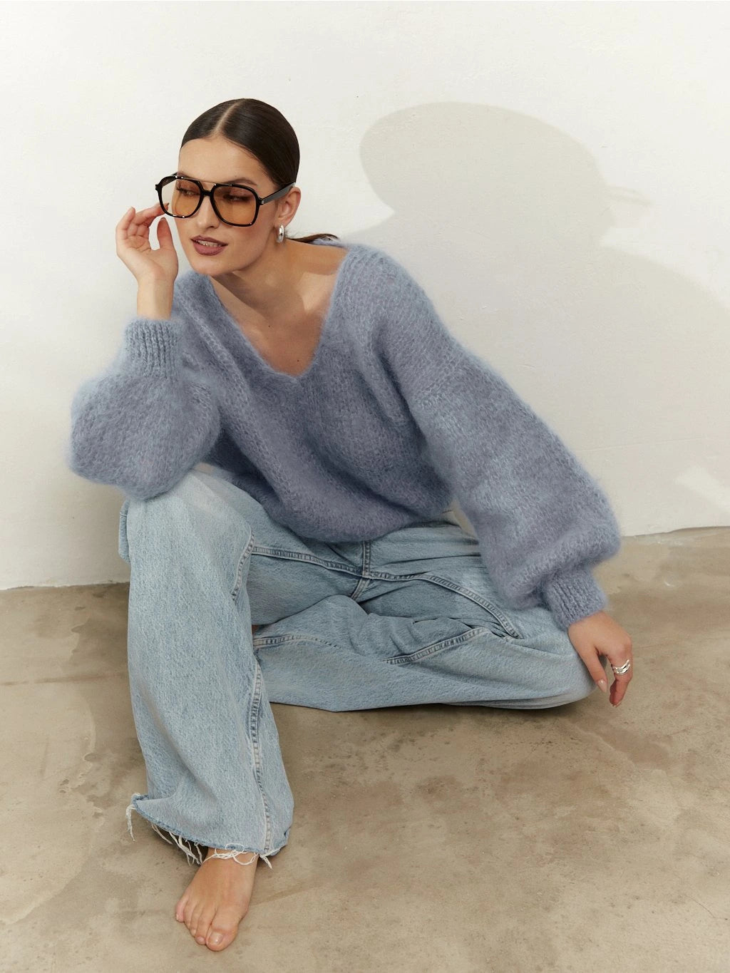 Milana LS Mohair Knit Light Blue