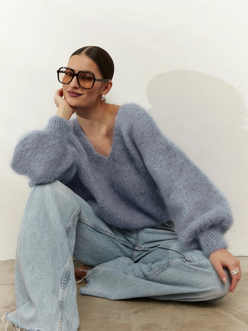 Milana LS Mohair Knit Light Blue