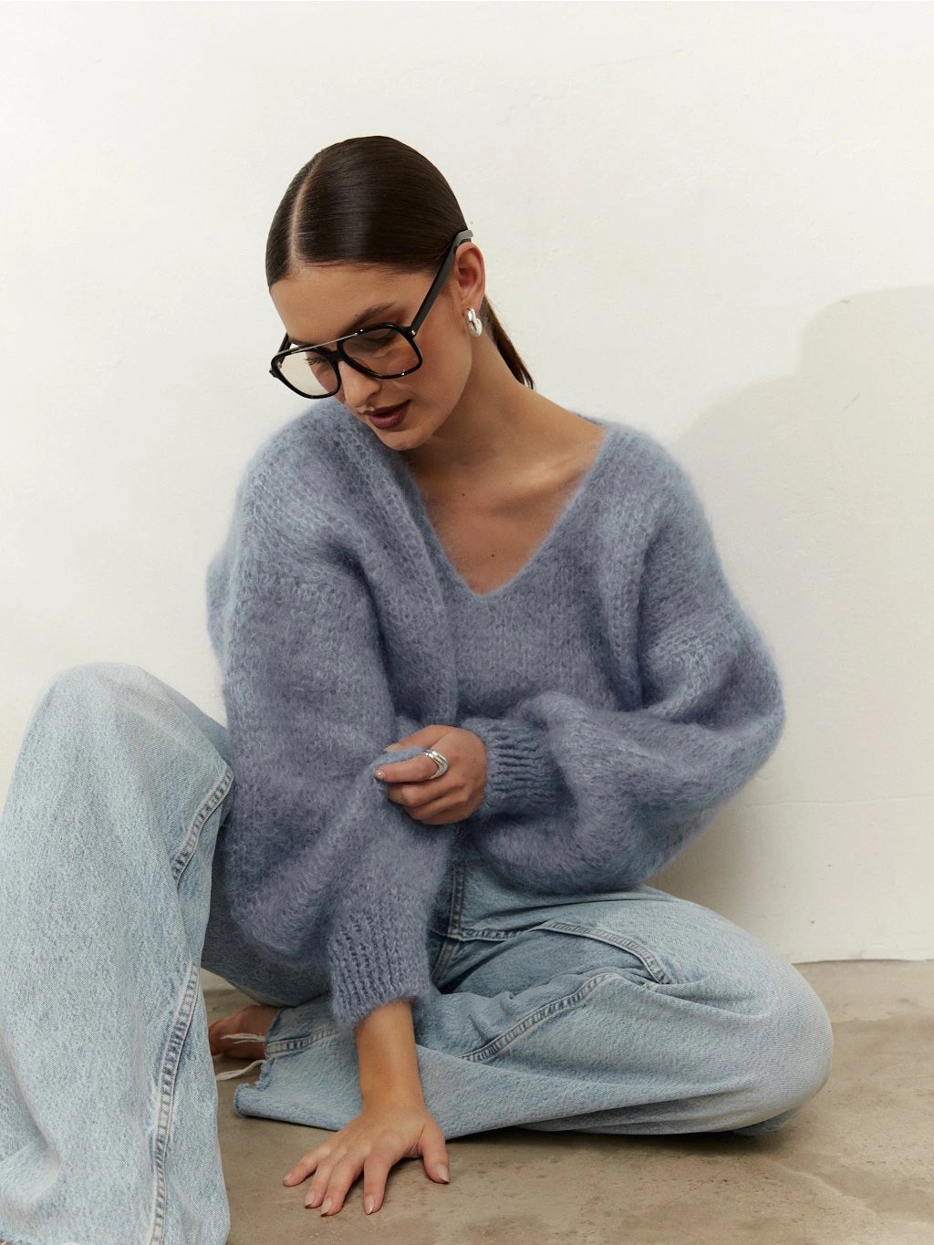 Milana LS Mohair Knit Light Blue