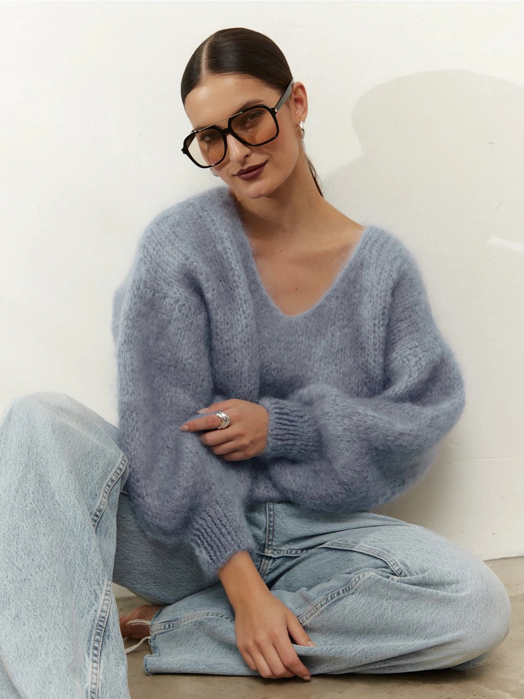 Milana LS Mohair Knit Light Blue