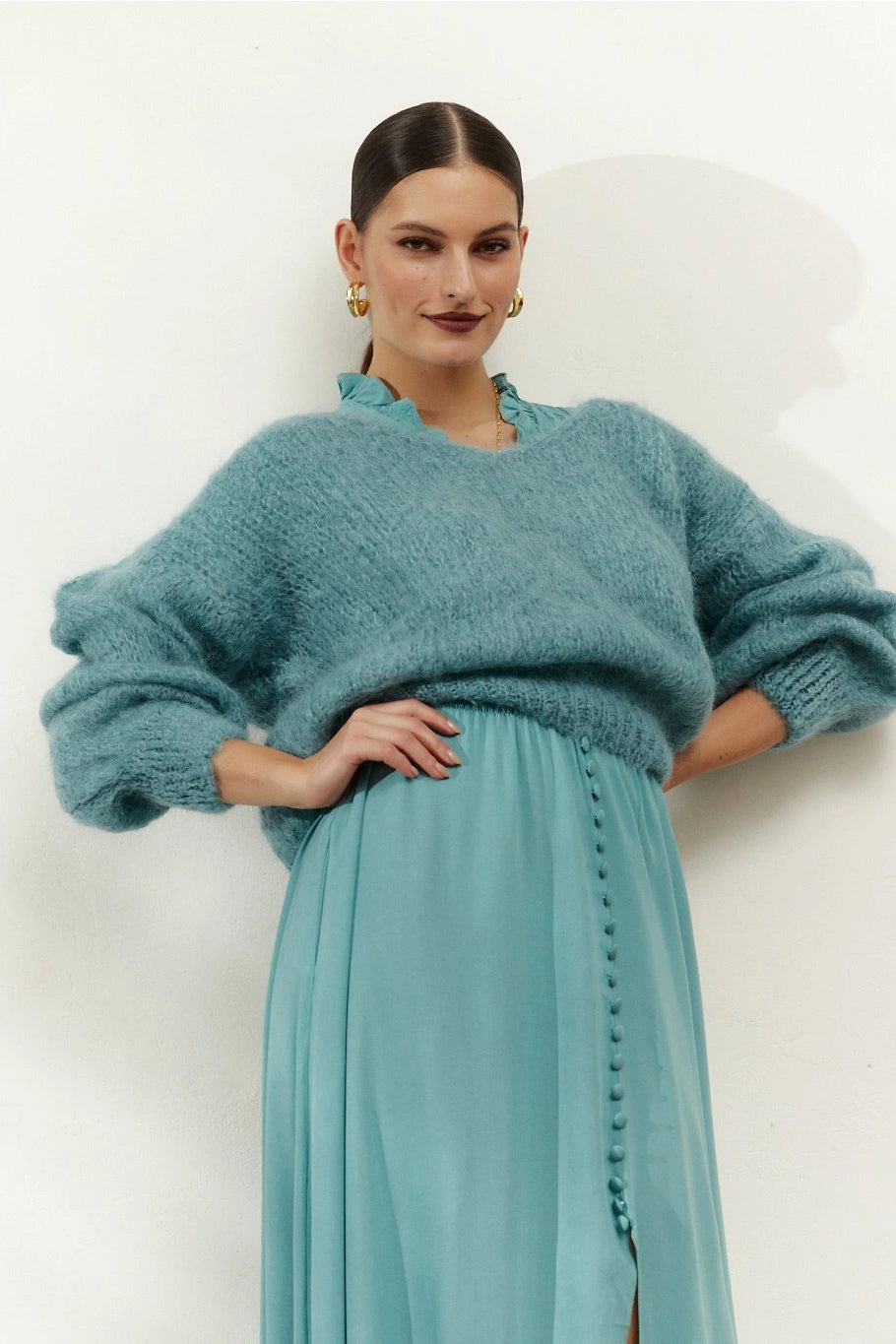 Milana LS Mohair Knit Turquoise