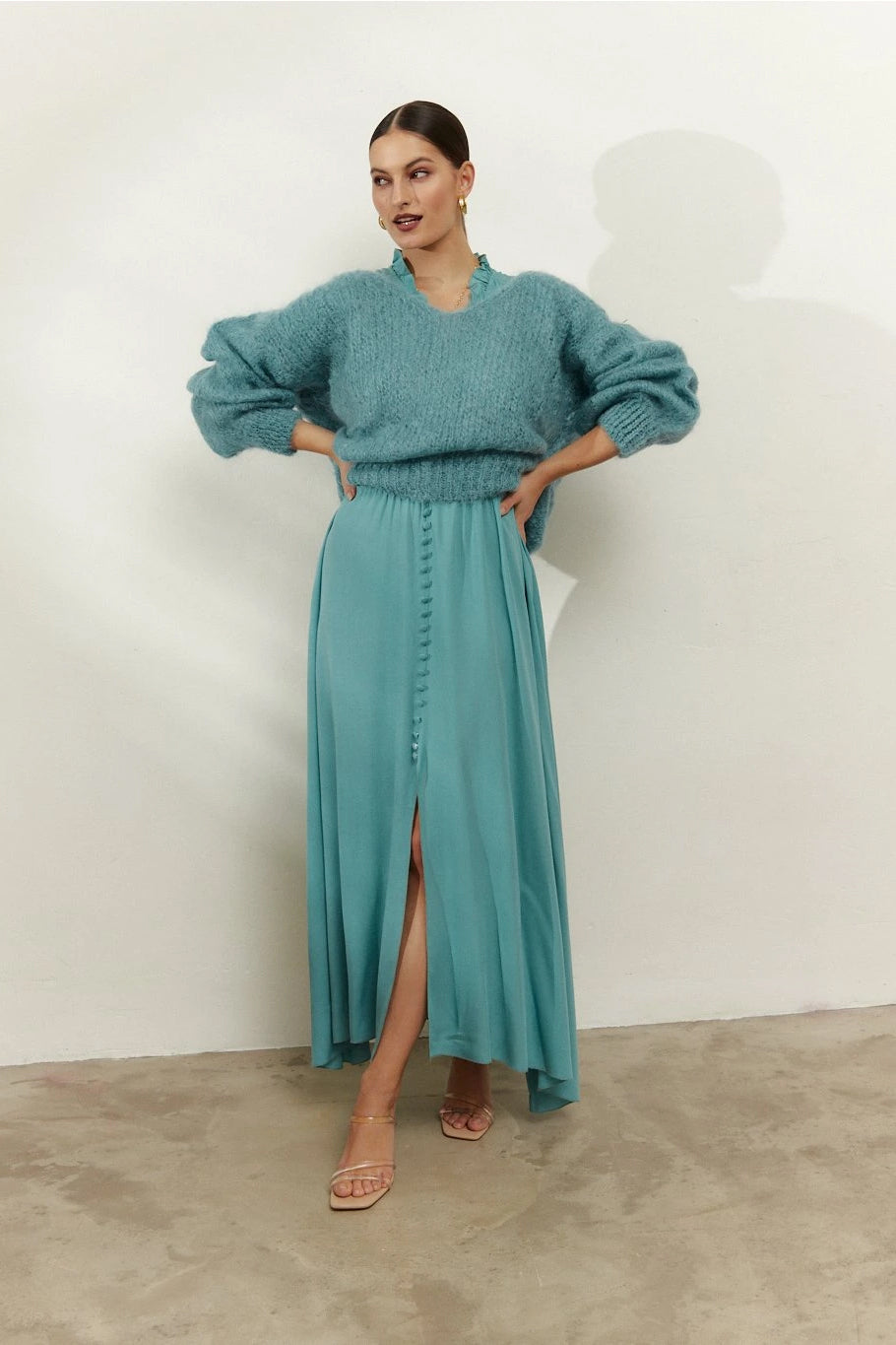 Milana LS Mohair Knit Turquoise