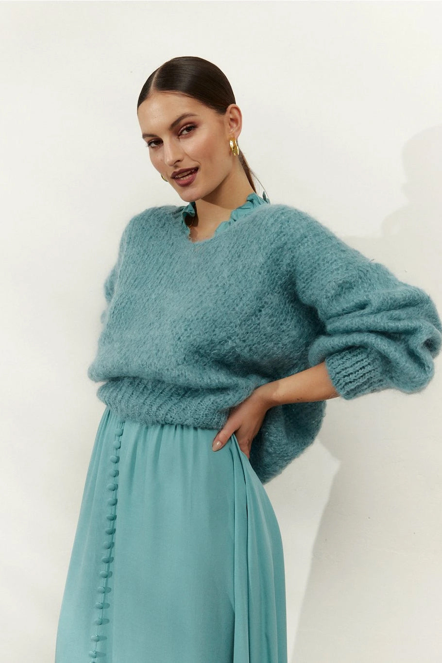 Milana LS Mohair Knit Turquoise