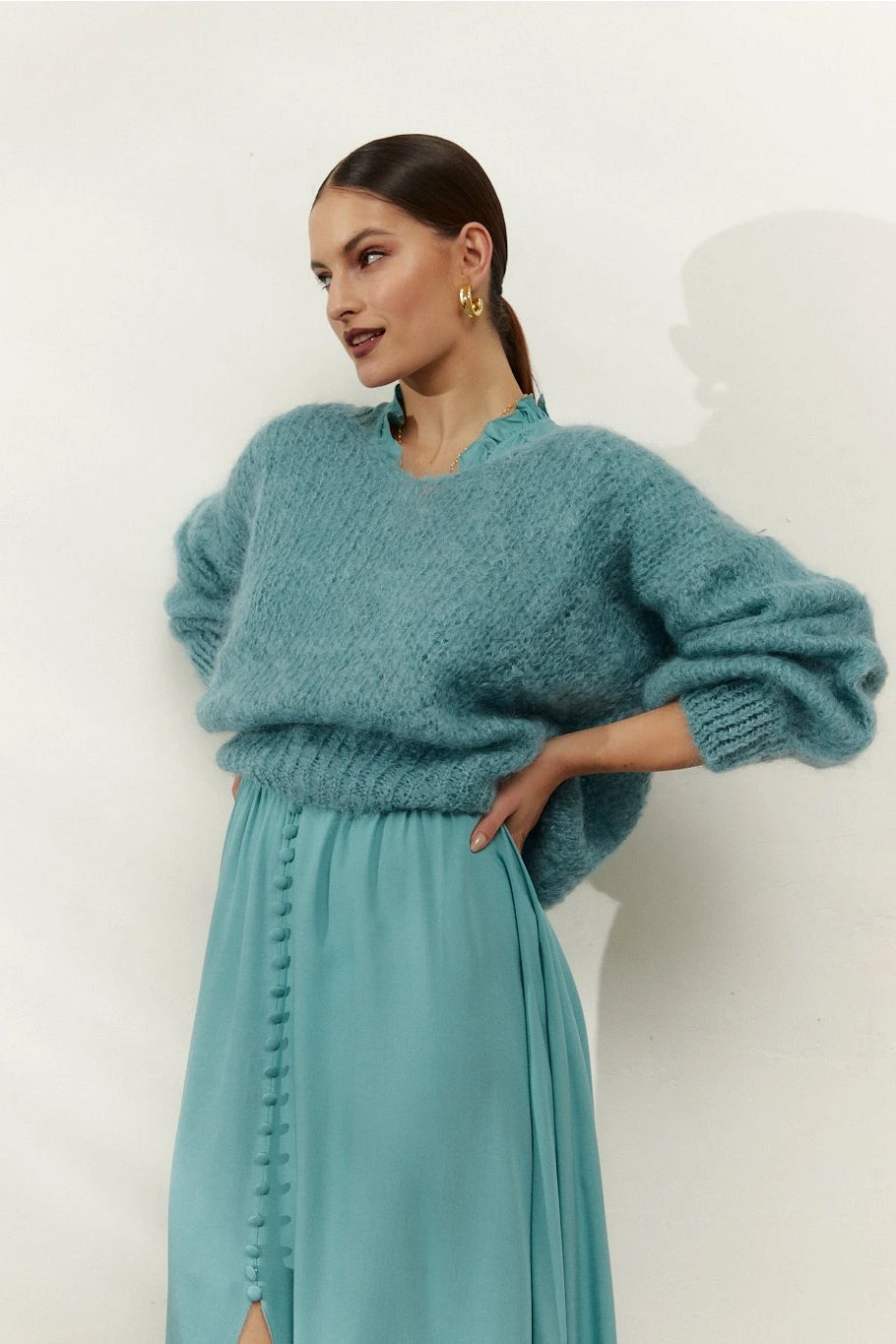 Milana LS Mohair Knit Turquoise