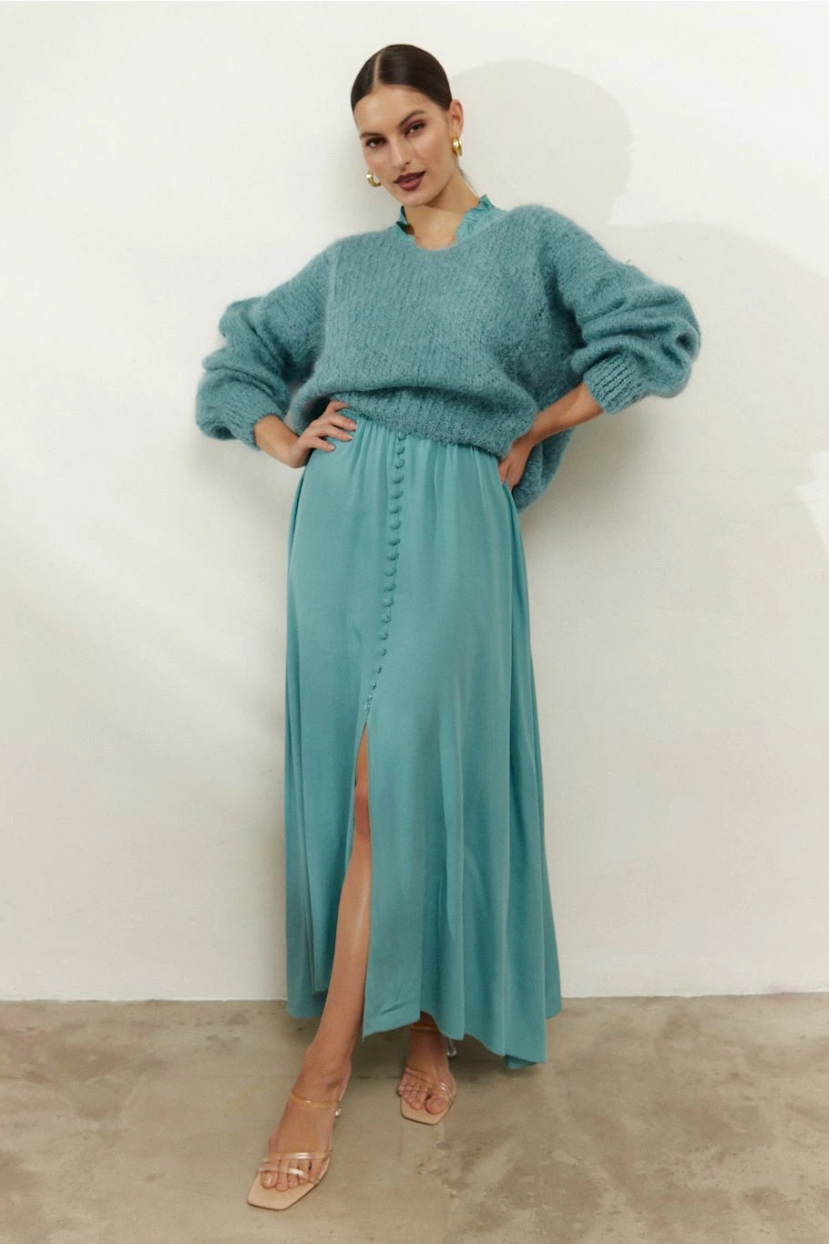 Milana LS Mohair Knit Turquoise