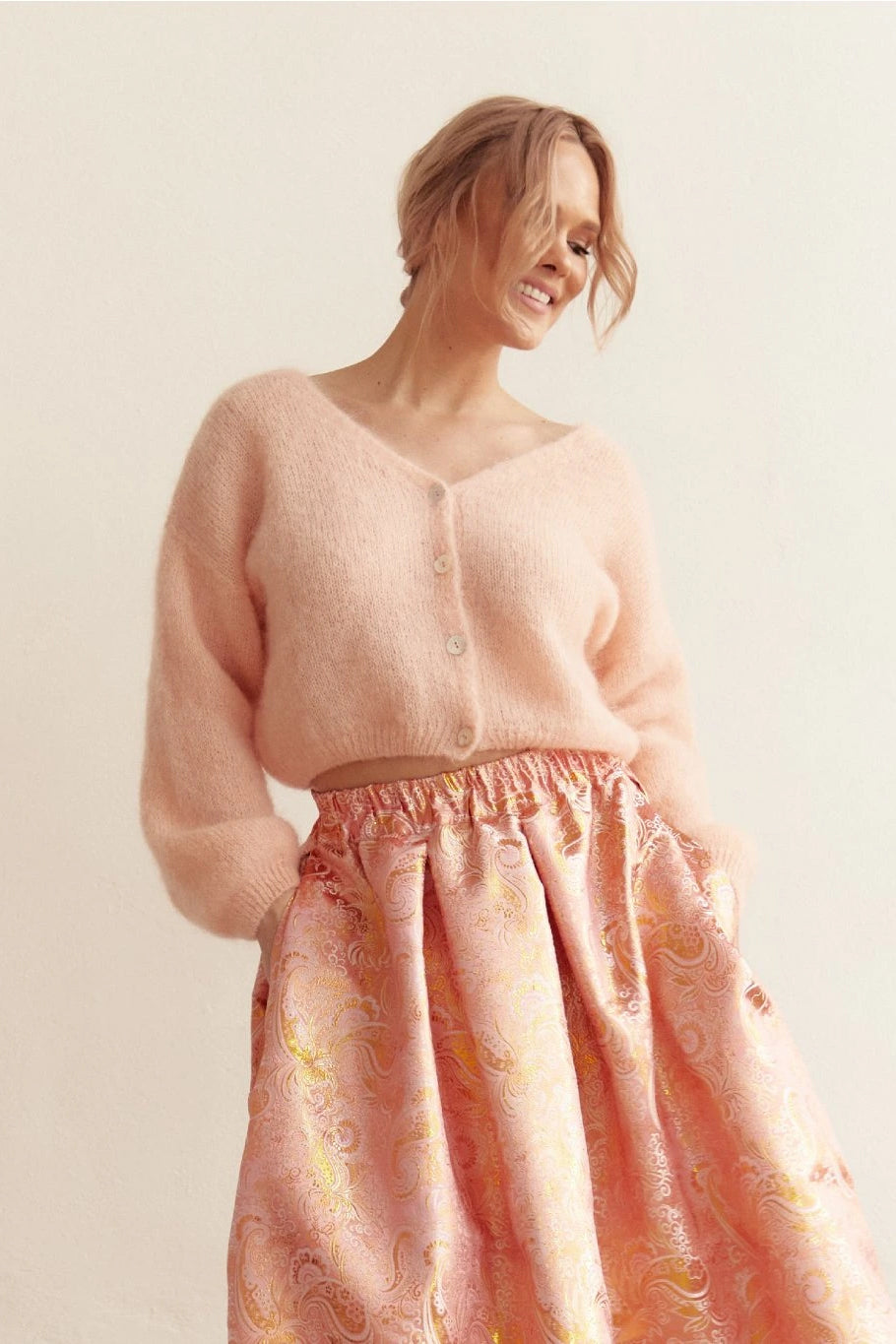 Cornelia Cropped Cardigan Peach