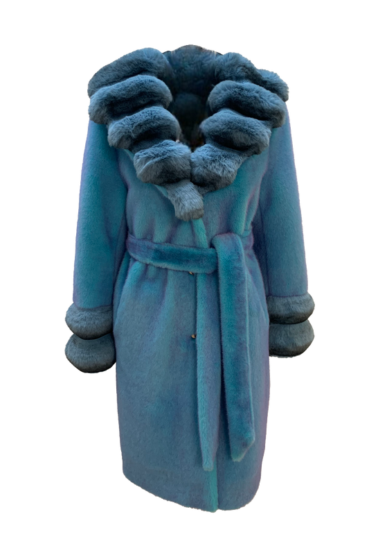 Sophia Faux Fur Long Blue - Sample