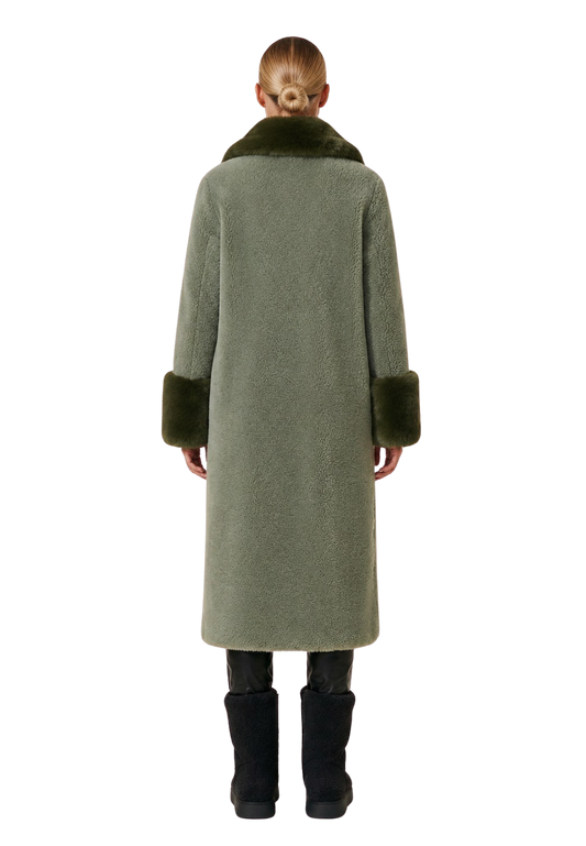 Fiona Long Wool Coat Green image