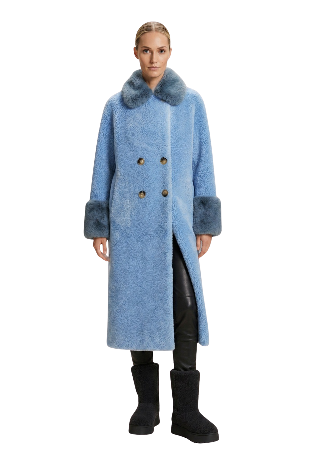 Fiona Long Wool Coat Sky Blue