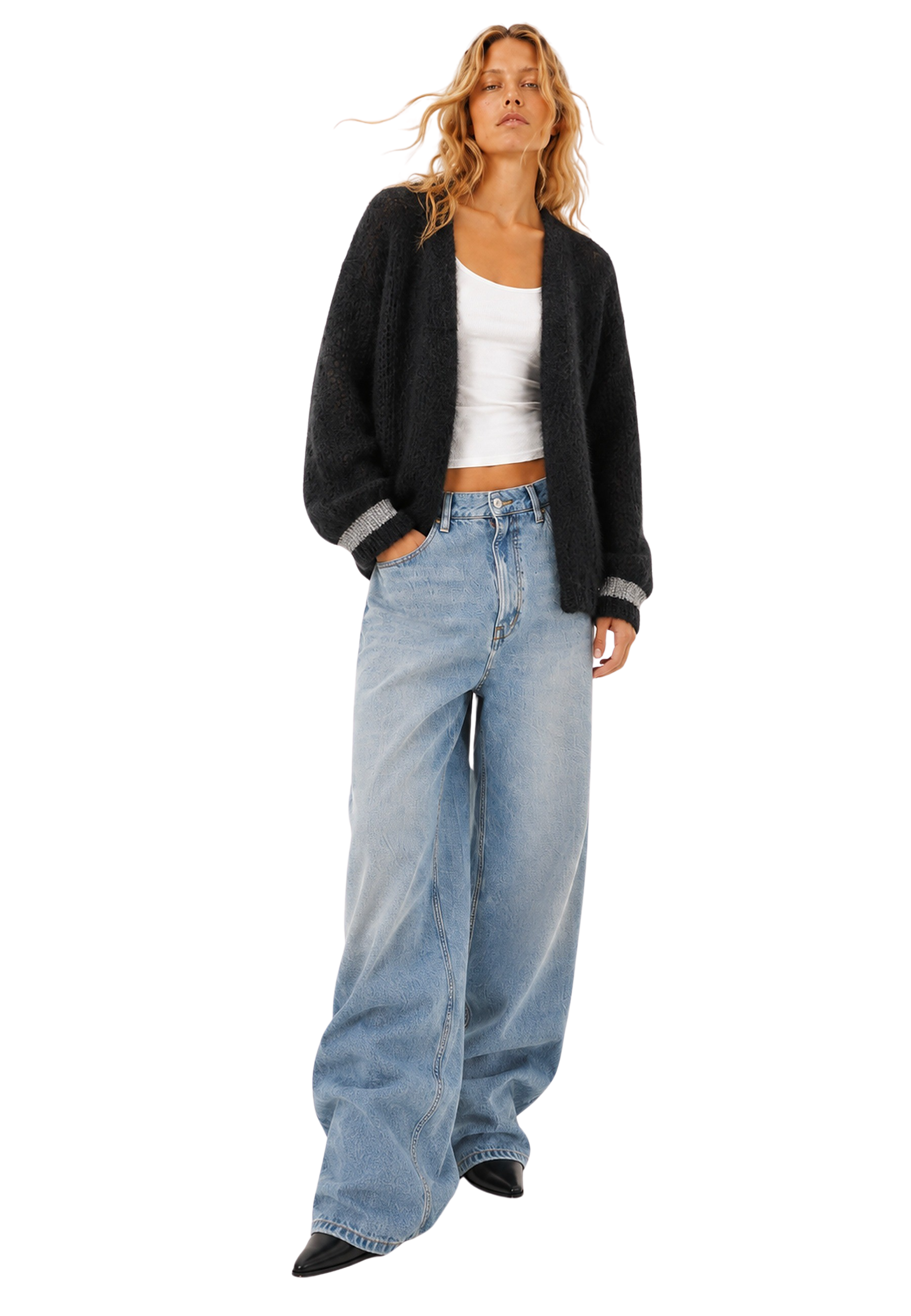 Olivia Mohair Cardigan Black W/Silver Lurex image