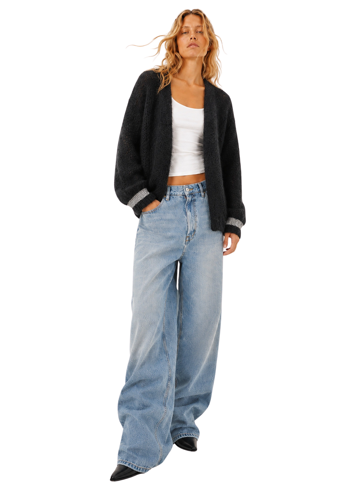 Olivia Mohair Cardigan Black W/Silver Lurex image