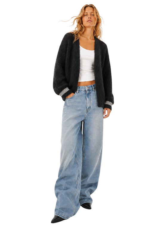 Olivia Mohair Cardigan Black W/Silver Lurex image