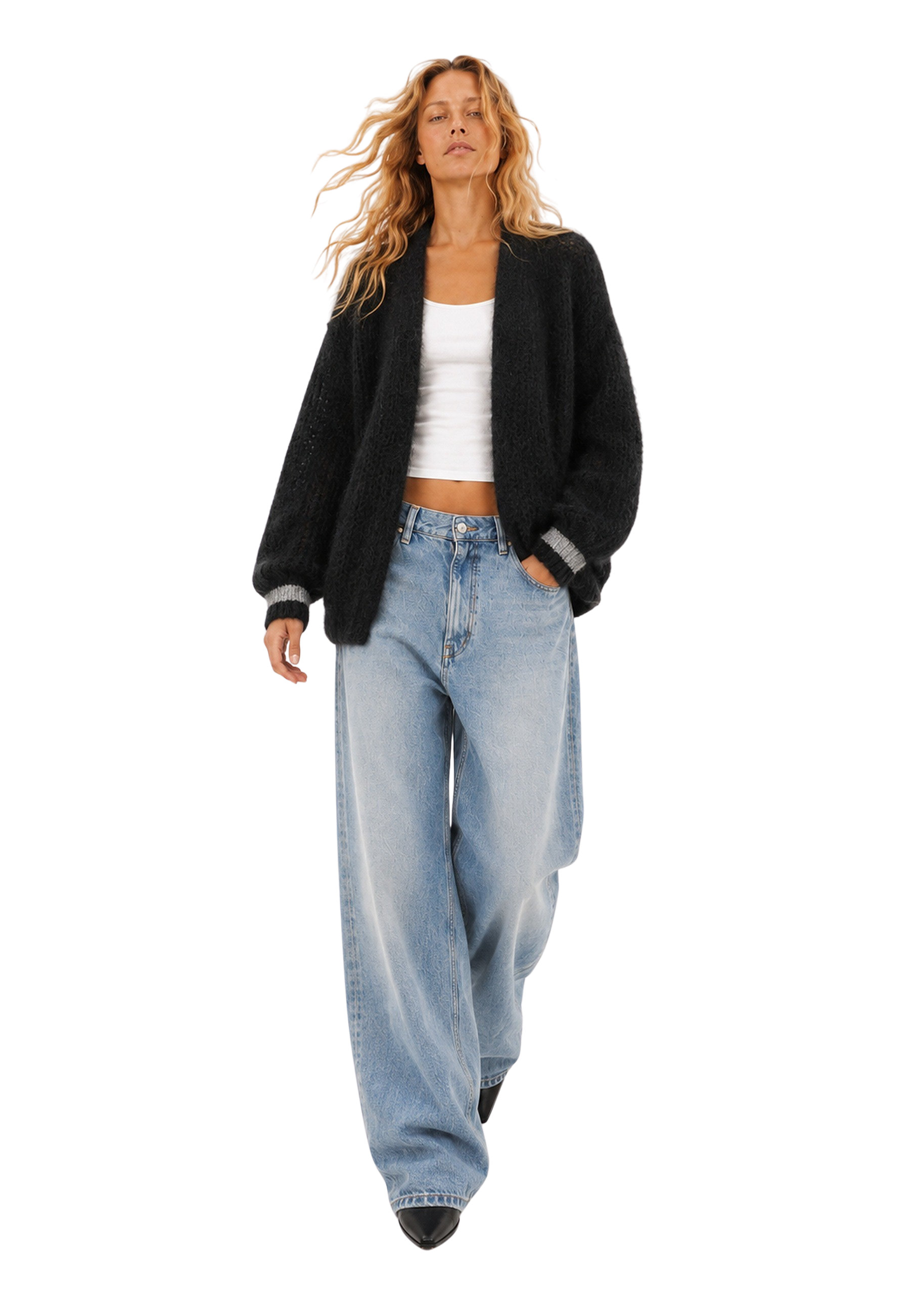 Olivia Mohair Cardigan Black W/Silver Lurex image