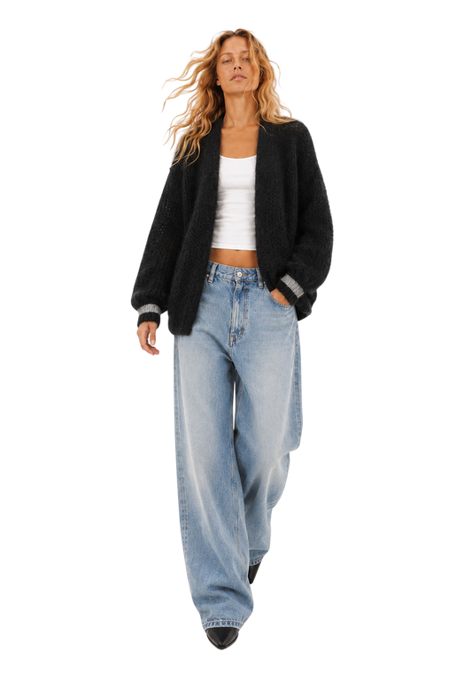 Olivia Mohair Cardigan Black W/Silver Lurex image