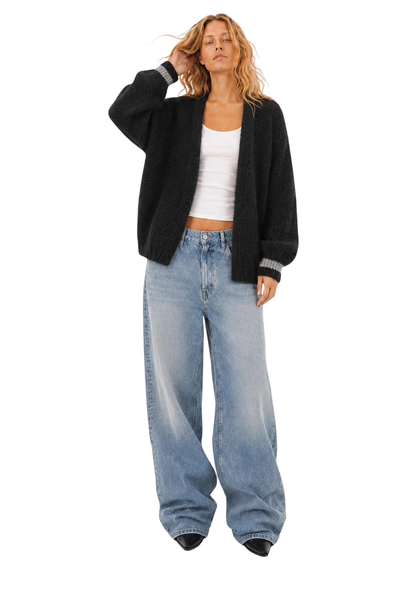 Olivia Mohair Cardigan Black W/Silver Lurex image