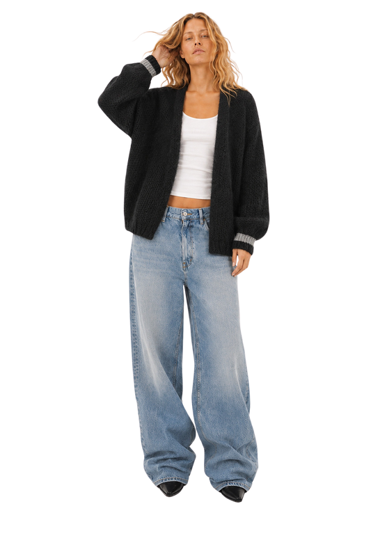 Olivia Mohair Cardigan Black W/Silver Lurex image