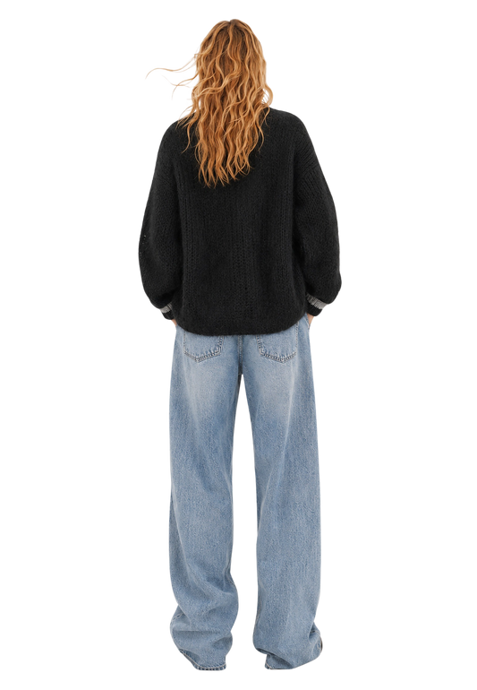 Olivia Mohair Cardigan Black W/Silver Lurex image