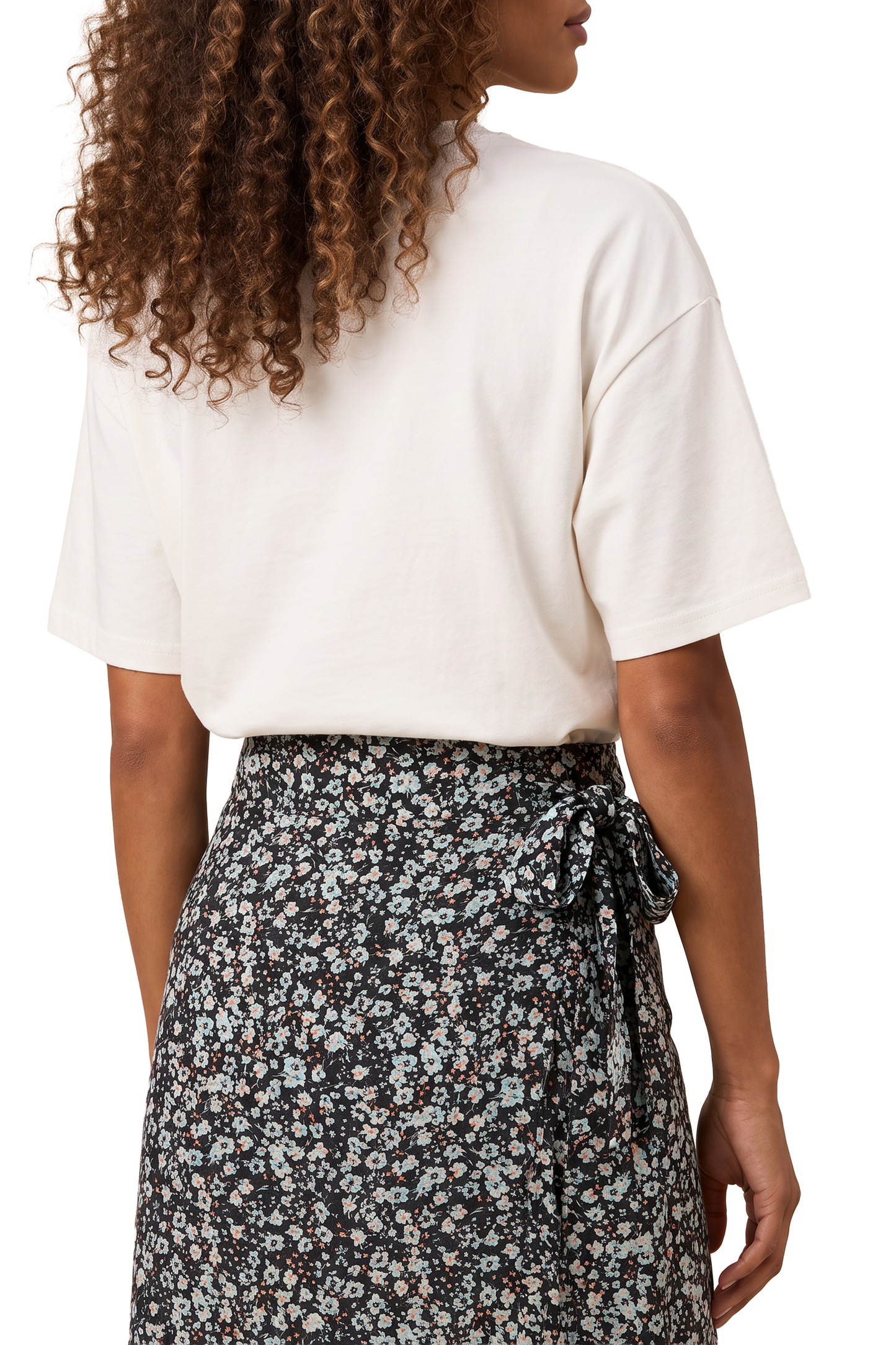 Milly Wrap Skirt Long Black / Blue Flower