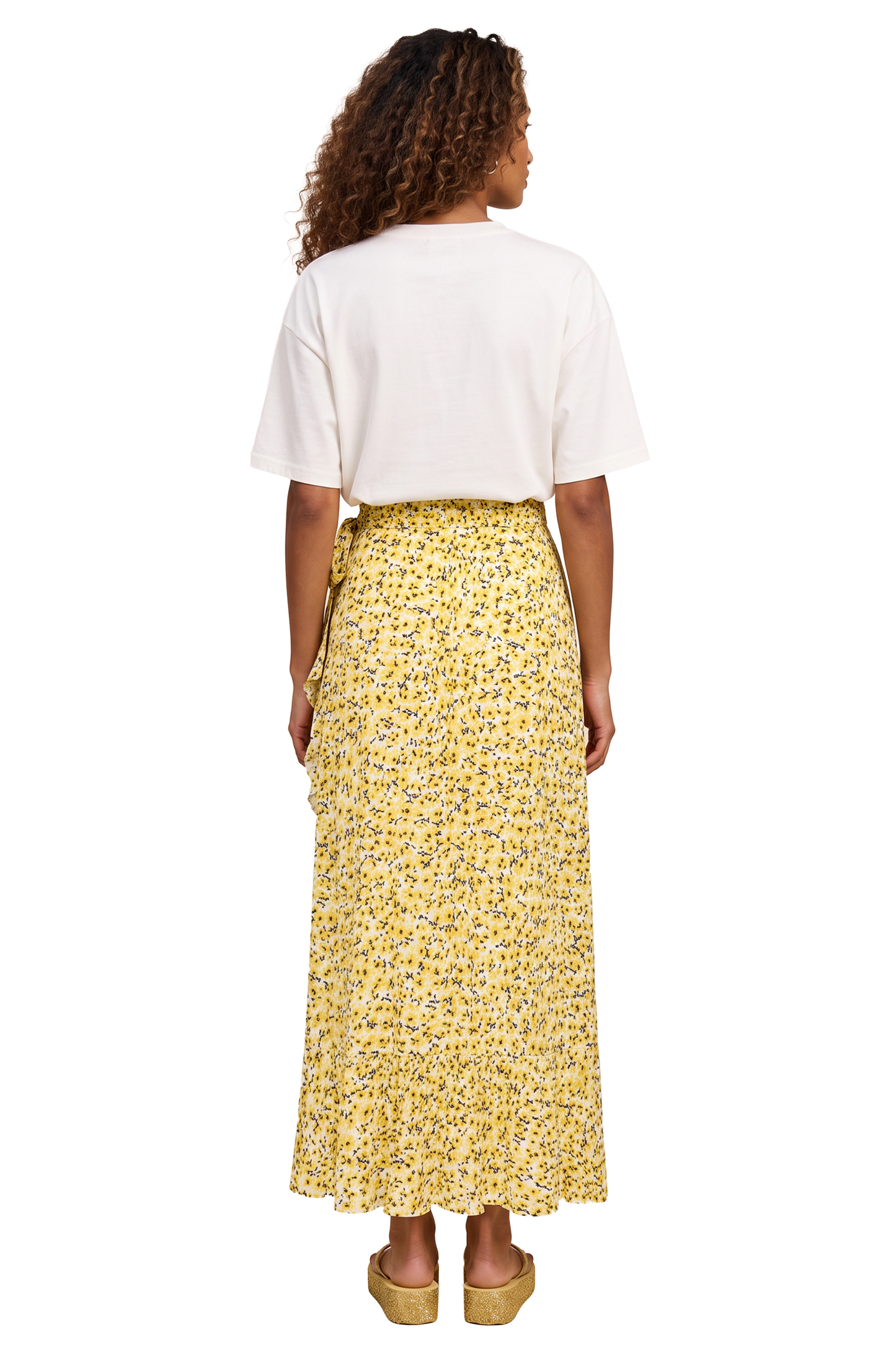 Milly Wrap Skirt Long Yellow Flower