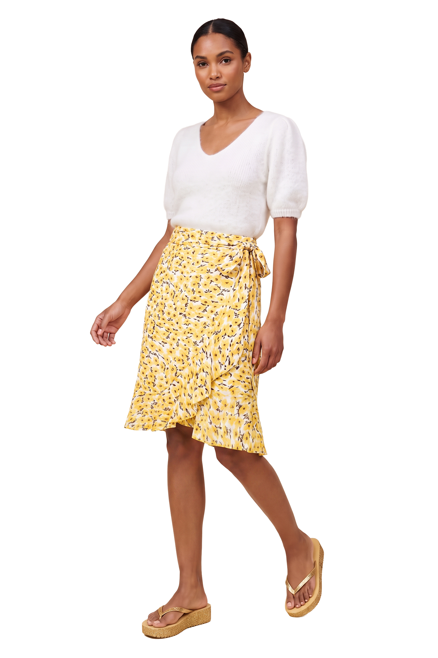 Milly Wrap Skirt Short Yellow Flower