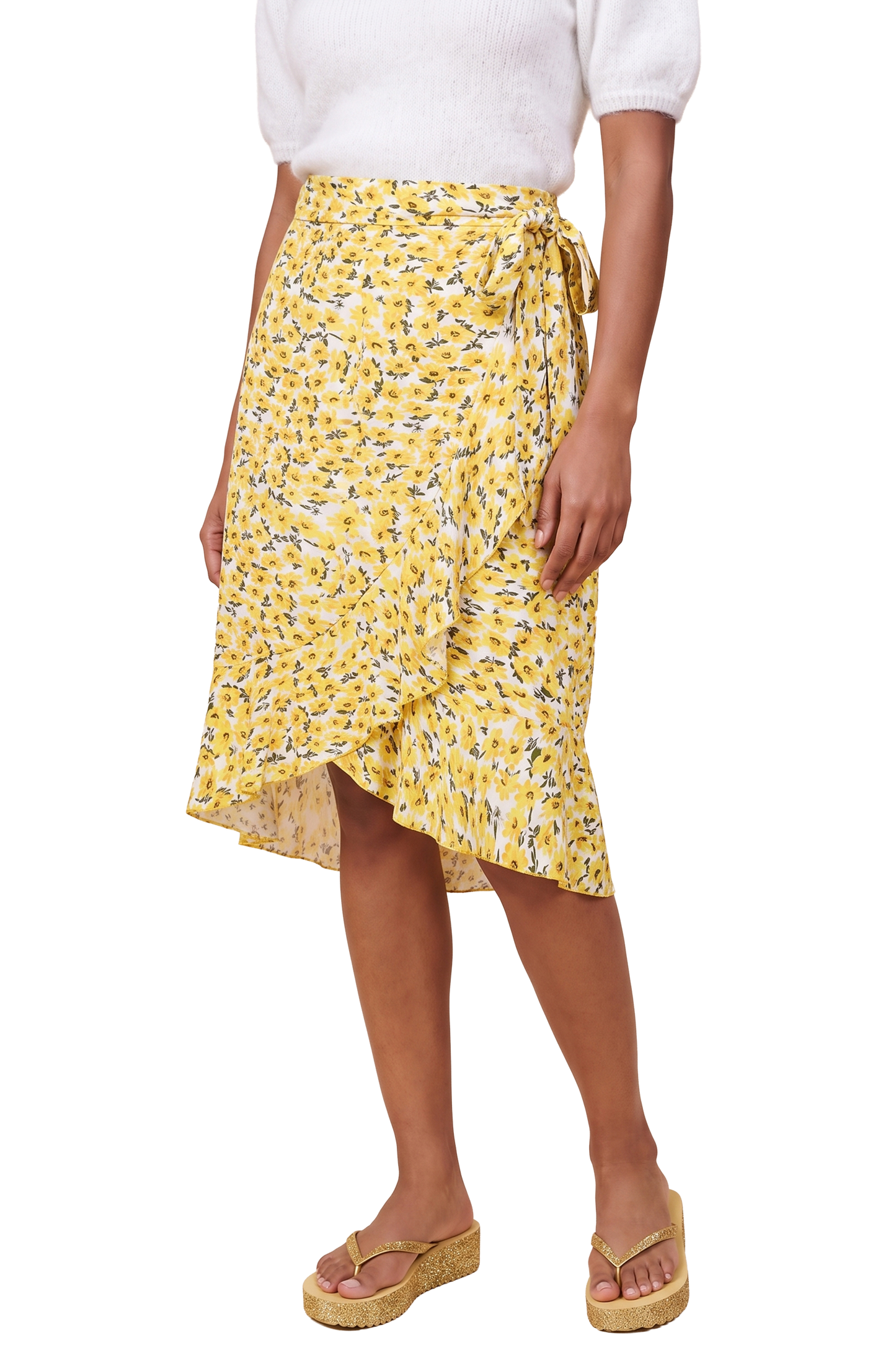 Milly Wrap Skirt Short Yellow Flower