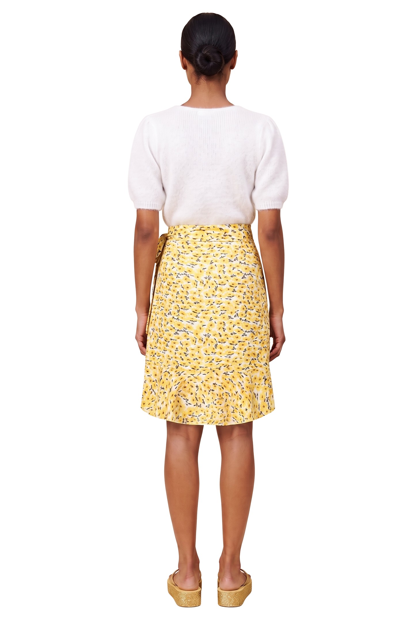 Milly Wrap Skirt Short Yellow Flower