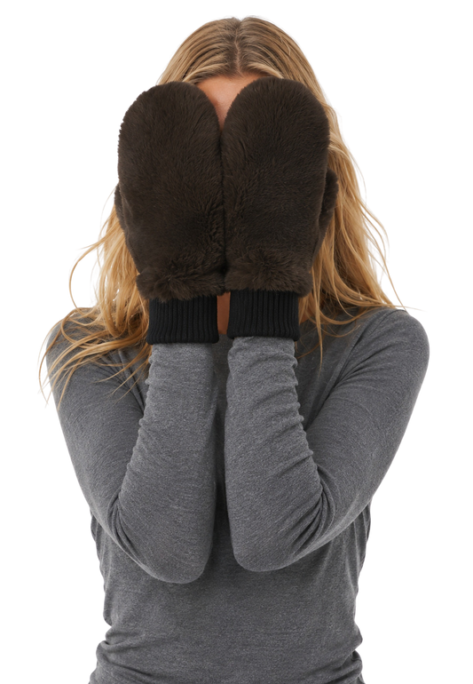 Ted Faux Fur Mittens Brown image