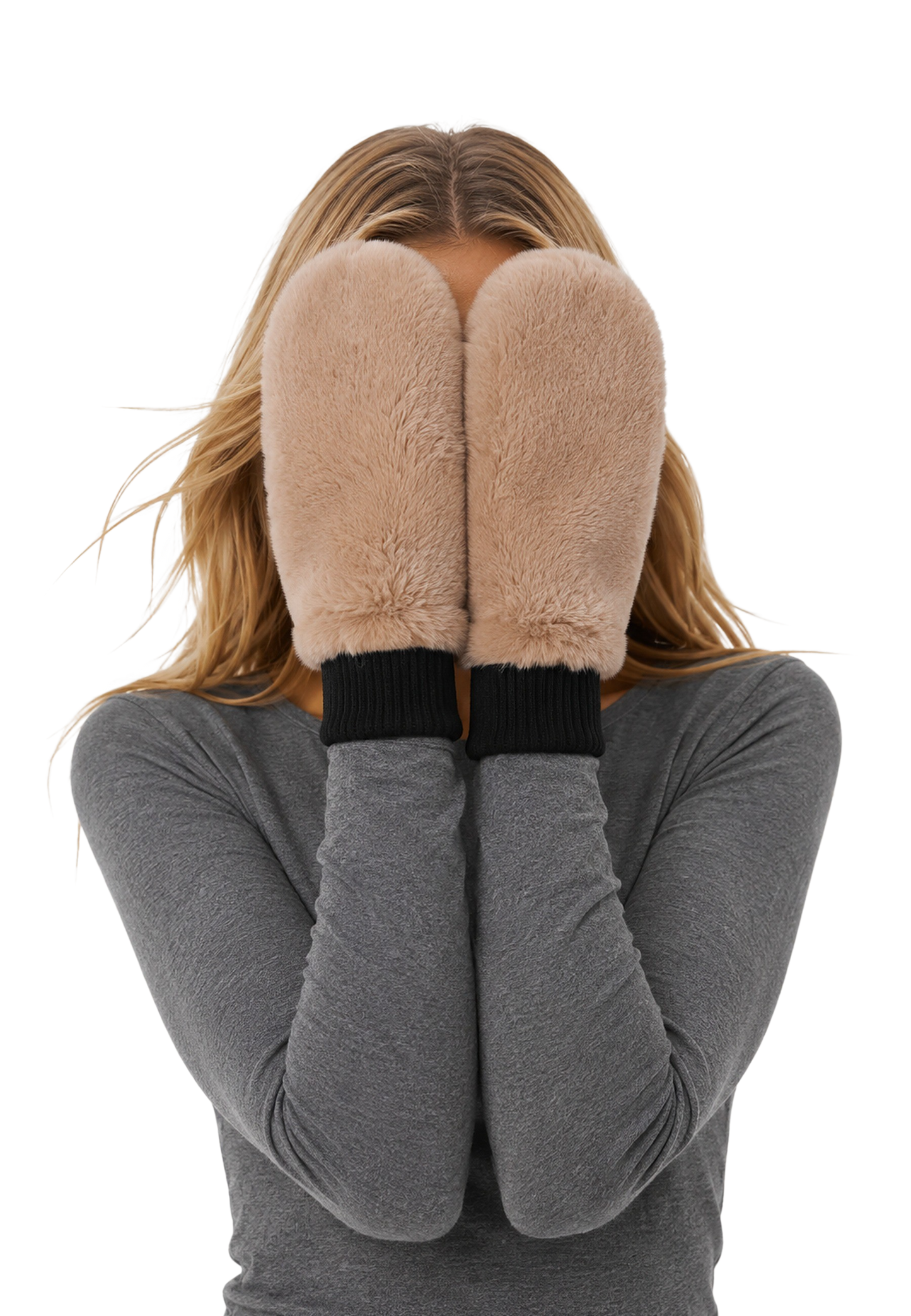 Ted Faux Fur Mittens Taupe image