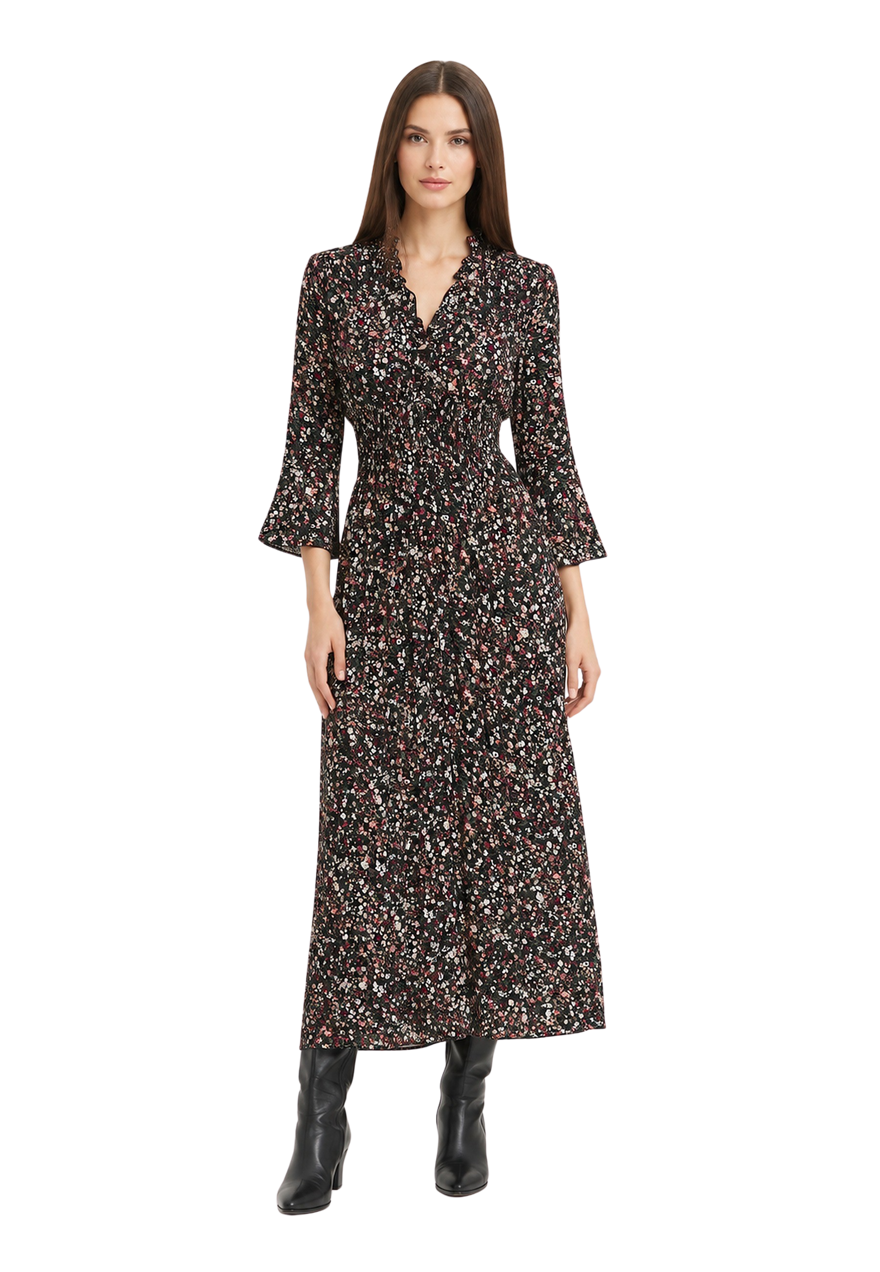 Sally Long Dress Black Flower image