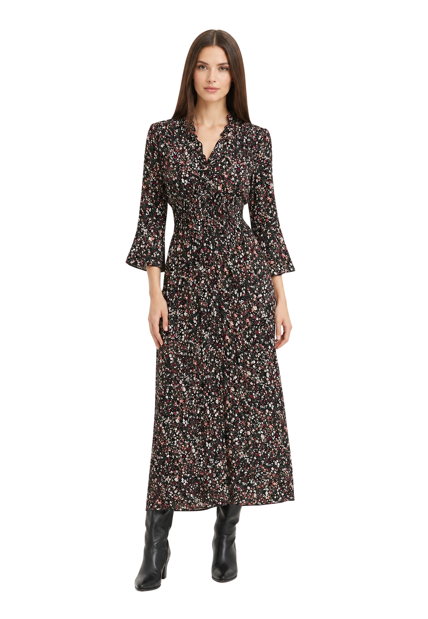 Sally Long Dress Black Flower image
