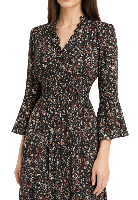 Sally Long Dress Black Flower image