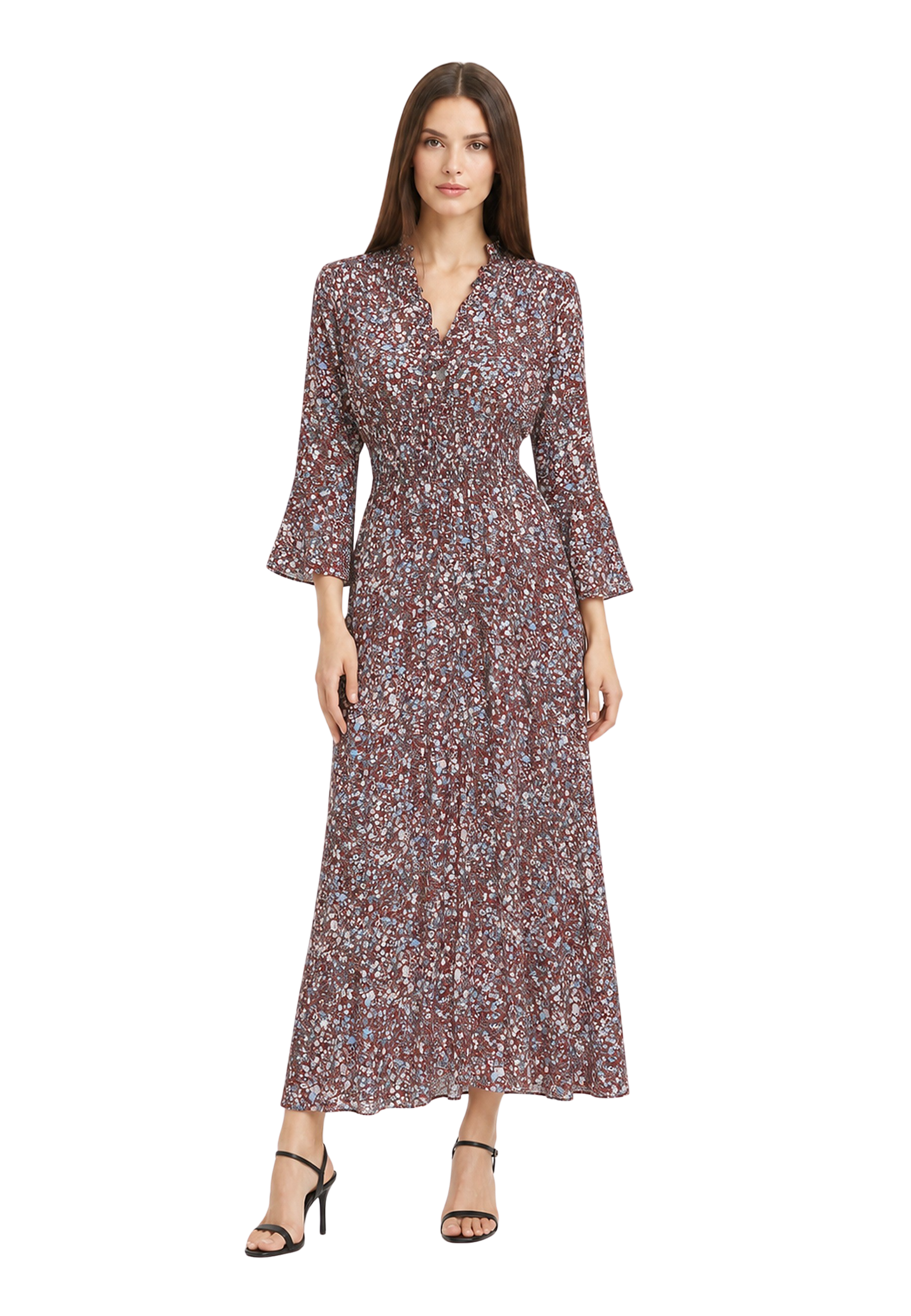 Sally Long Dress Bordeaux Flower image